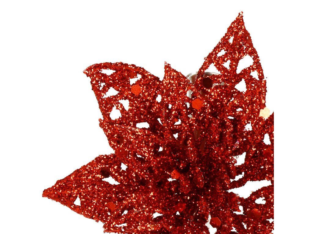 Vianočná dekorácia poinsettia, 11 cm S-CA0727 - detail 2